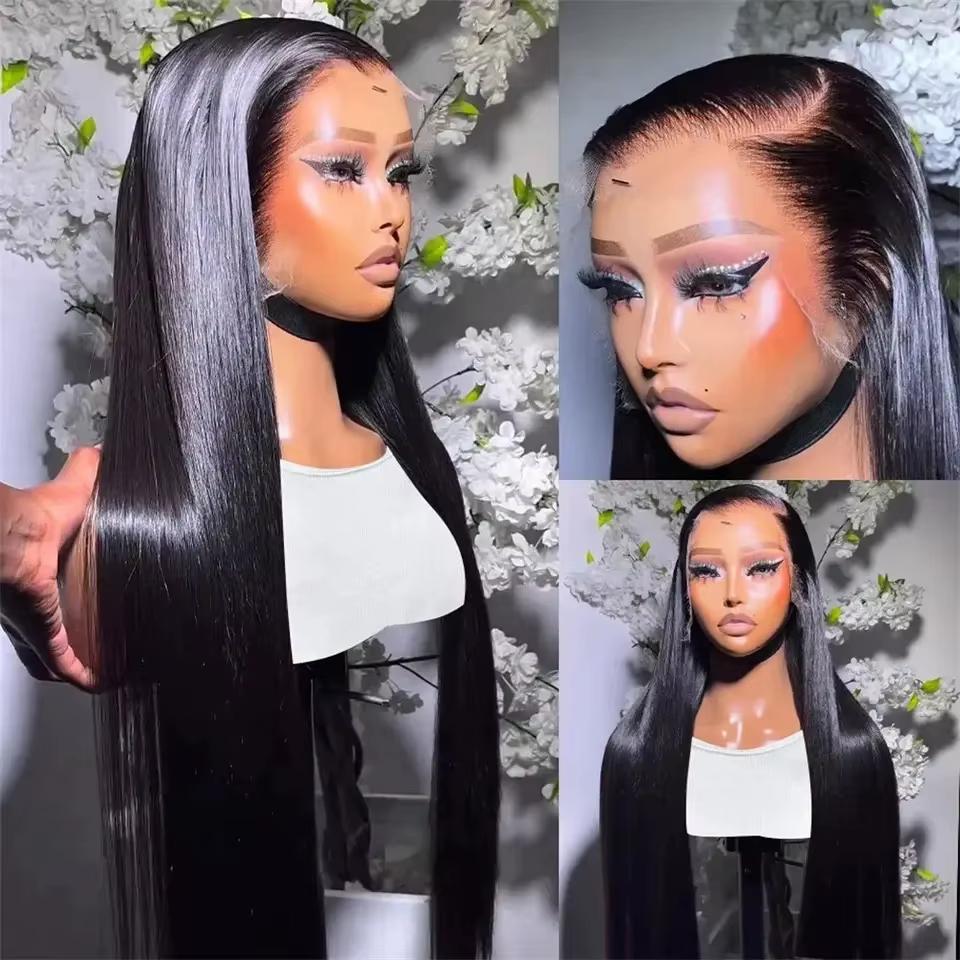Perruque Lace Frontal Wig synthétique lisse et longue