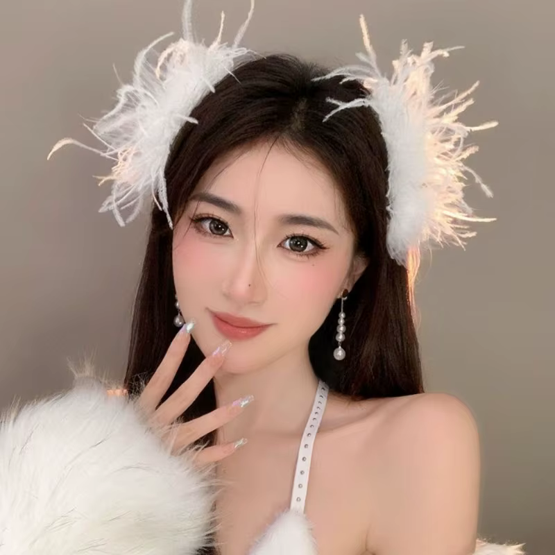 Pinces à cheveux gothiques en plumes Y2K