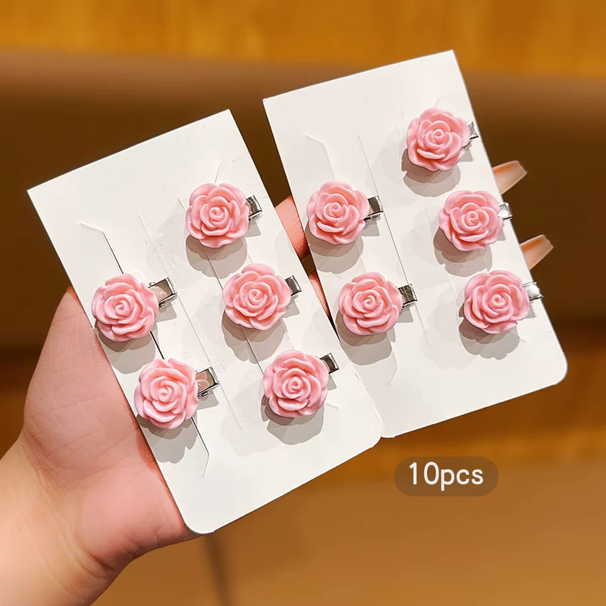 10 pinces à cheveux florales douces roses