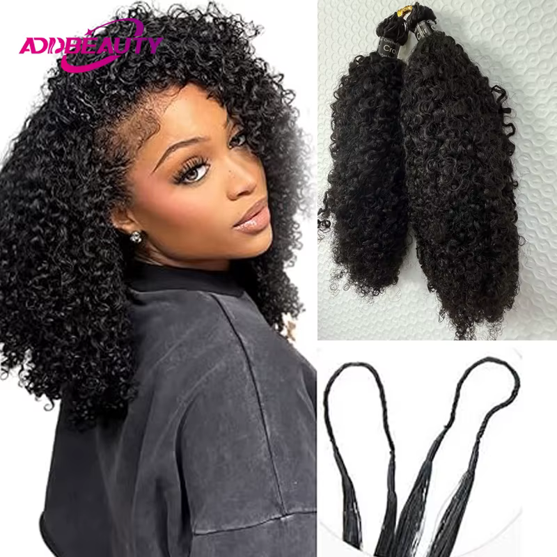 Nouvelles extensions de cheveux humains bouclés crépus pré-séparées pour crochet