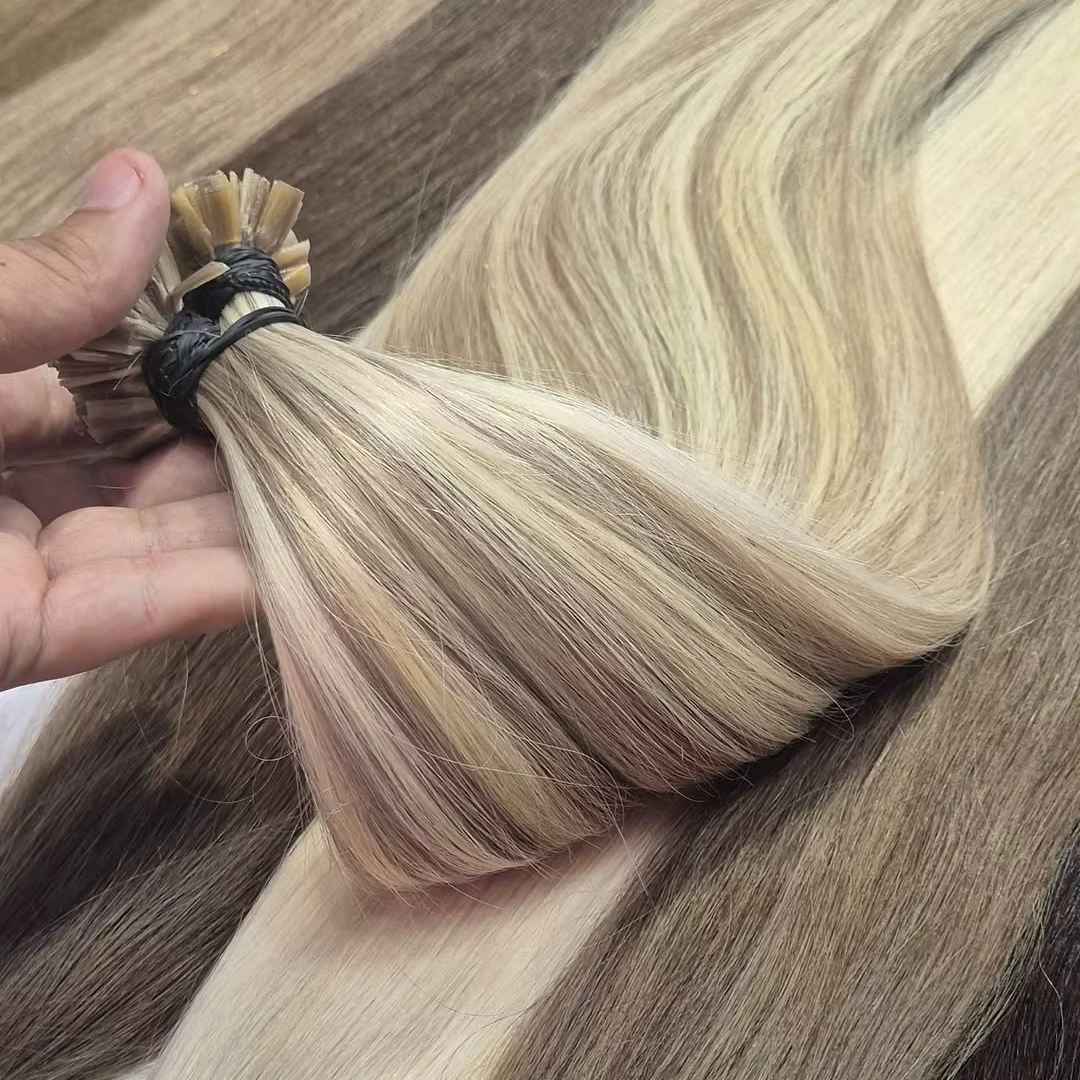 Extensions de cheveux humains à pointe plate en kératine
