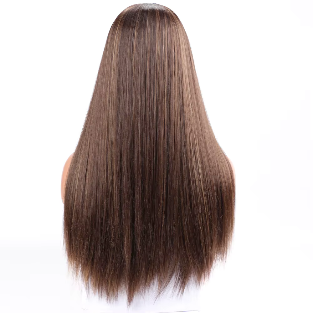 Sophia-Perruque Synthétique Droite en U pour Femme, Cheveux Raides Blonds Noirs, Perruque à Reflets, # P4/27