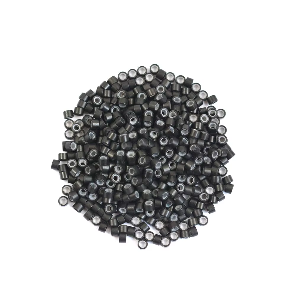 500 pièces 4.0x2.0x3.0mm anneaux d'extension de cheveux doublés de Silicone Micro maillons