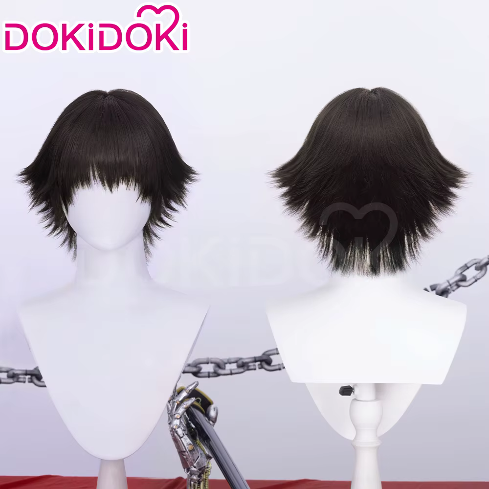 【Partiellement prêt à être expédié】Perruque Dante Vergil V Lady Nico Trish pour Cosplay de jeu DokiDoki, cheveux gris argenté et blancs, collier Mary Dante