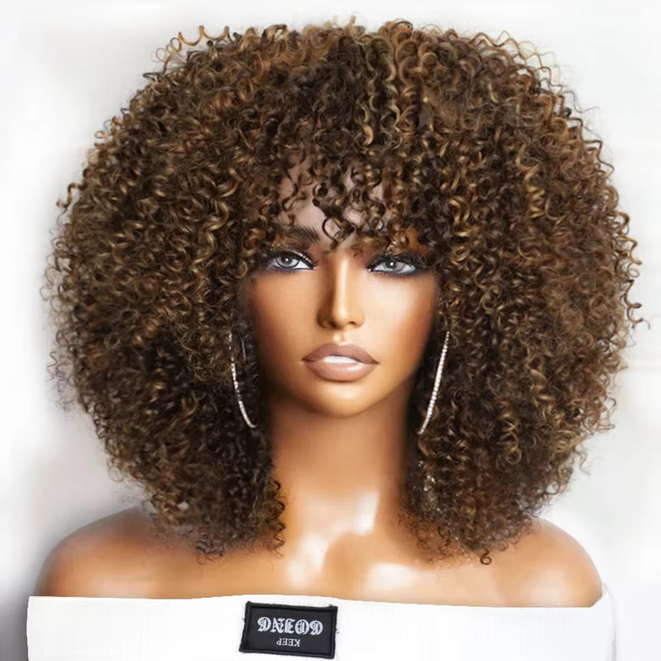 Perruque brésilienne courte bouclée en cheveux humains