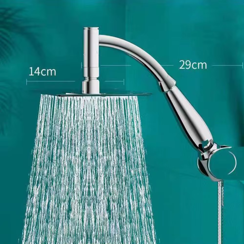 Rallonge de pommeau de douche haute pression, pluie, carré, acier inoxydable, grand, incurvé