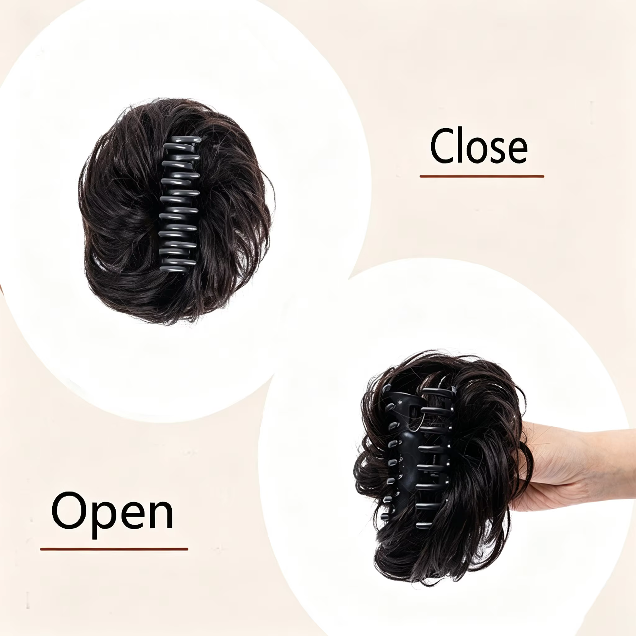 Pince à griffes Chignon désordre morceau de cheveux 100% vrais