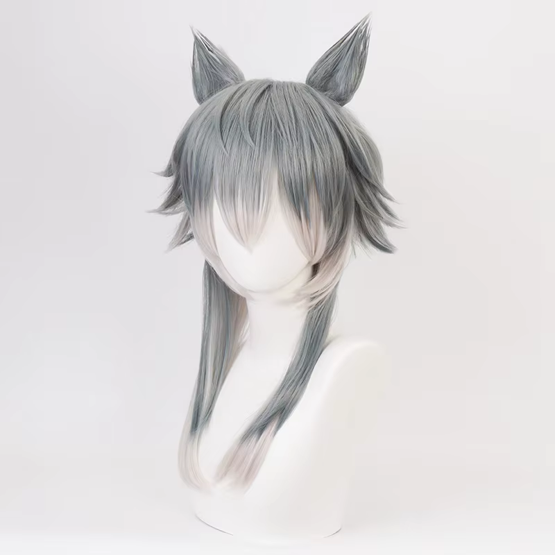 Perruque de Cosplay Anime BEASTARS Legoshi avec oreilles de loup, bêtes personnalisées, dégradé de couleurs, perruques de cheveux résistantes à la chaleur + bonnet de perruque