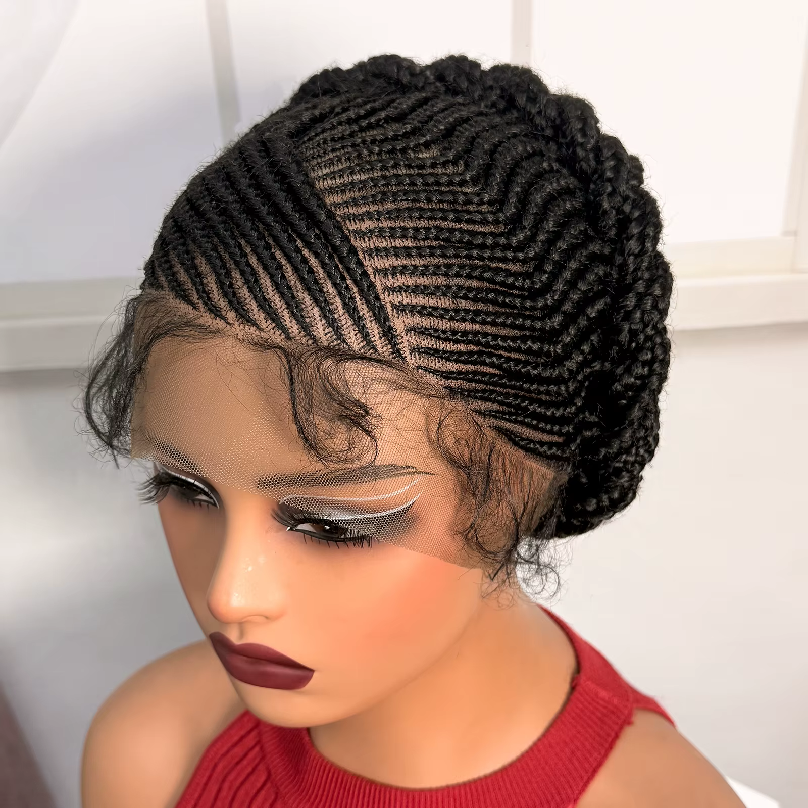 Perruques courtes tressées naturelles en cornrows