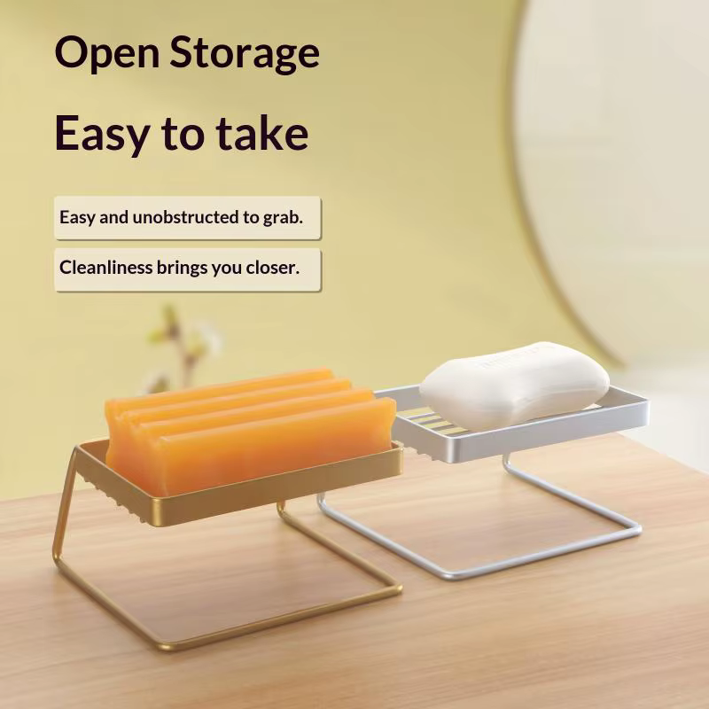 Porte-savon auto-drainant en acier inoxydable, design minimaliste, pour douche, salle de bain, évier de cuisine, rangement fonctionnel
