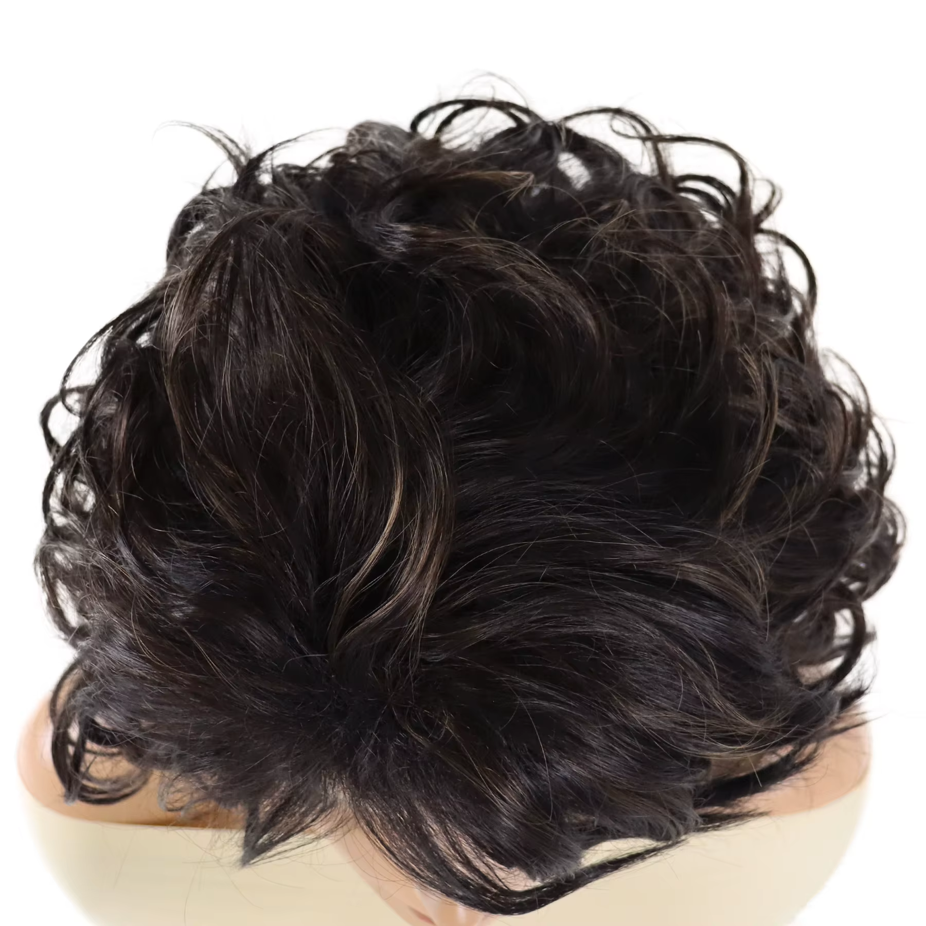 Perruque synthétique brune bouclée volumineuse avec frange pour femme