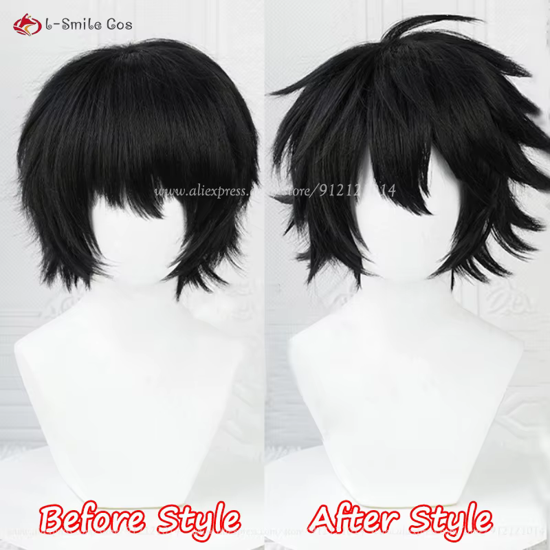 Haute qualité Anime L Cosplay perruque pour hommes L. Lawliet noir