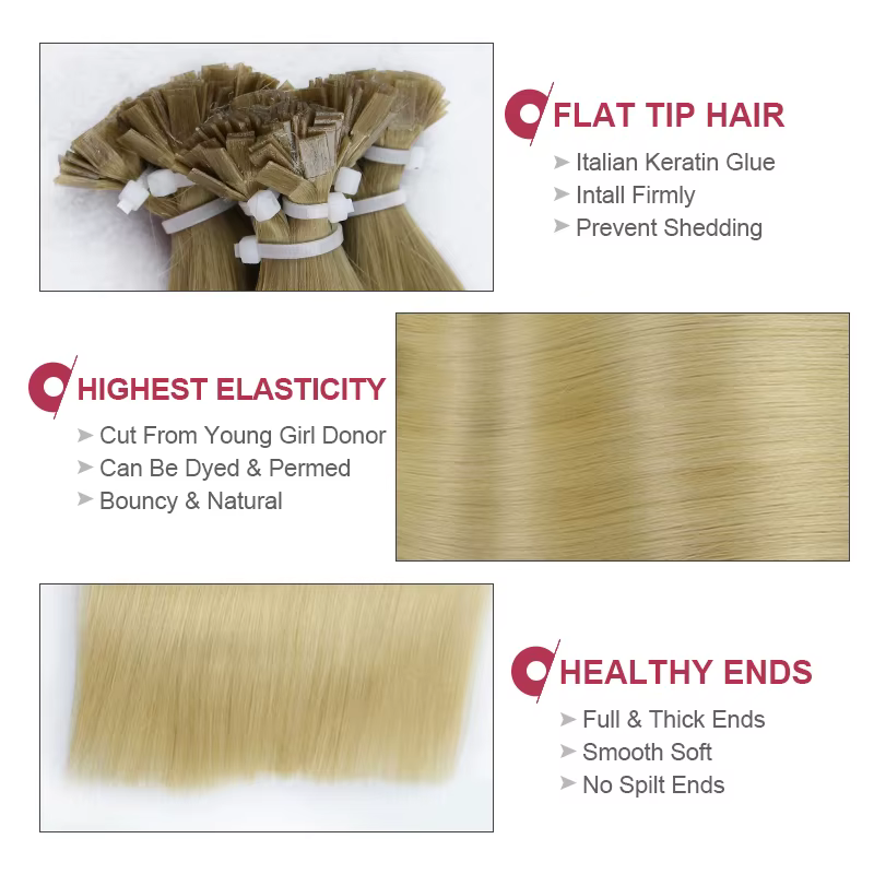 Extensions de cheveux à pointe plate