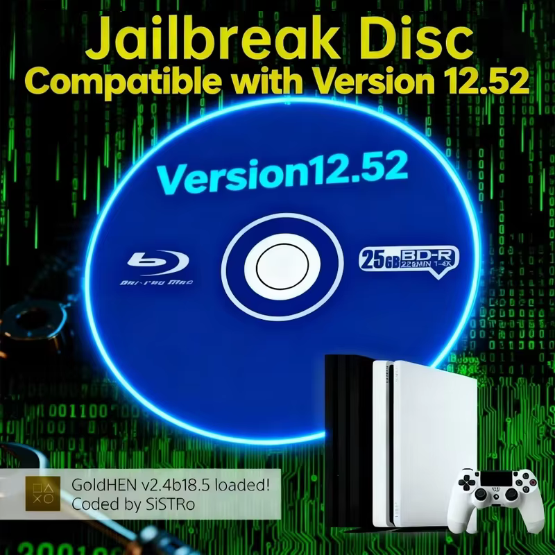 Jailbreak Gold Disc 12.52 pour PS4, dernier micrologiciel pris en charge, éjection démarrable, charge utile, jeux de sauvegarde pour brassage à domicile