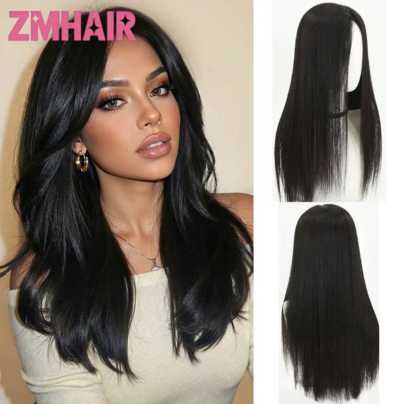Perruque en cheveux humains Remy véritable brun moyen pour femme
