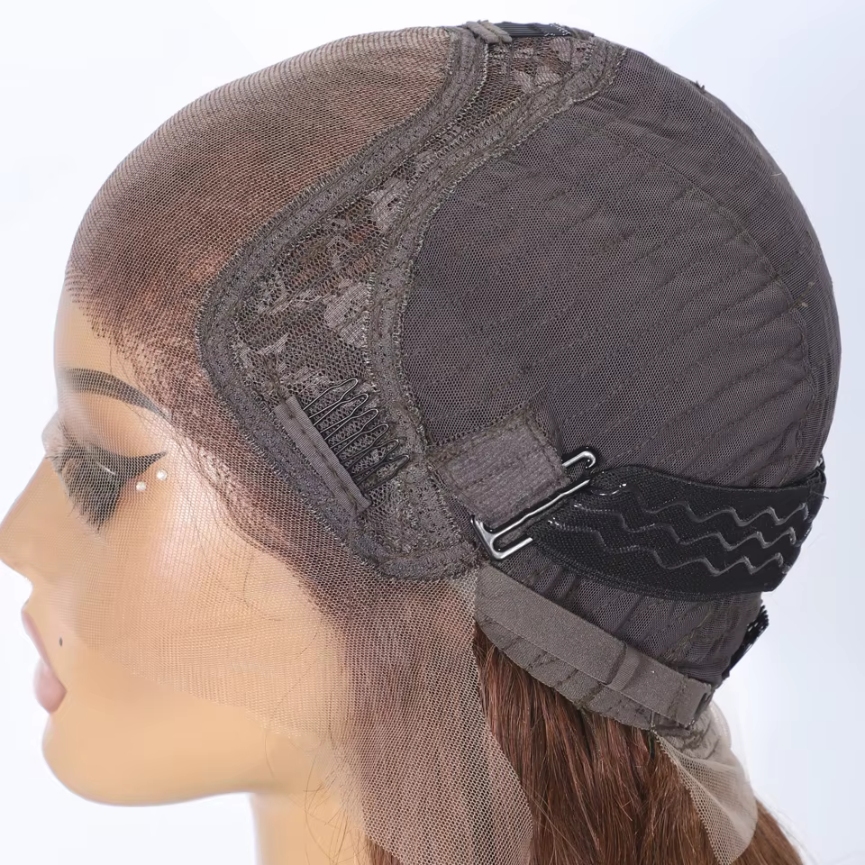 Perruques Lekker 100% Cheveux Humains Sans Colle Marron 30" Longues Lisses 13x5 Lace Frontal Pour Femmes