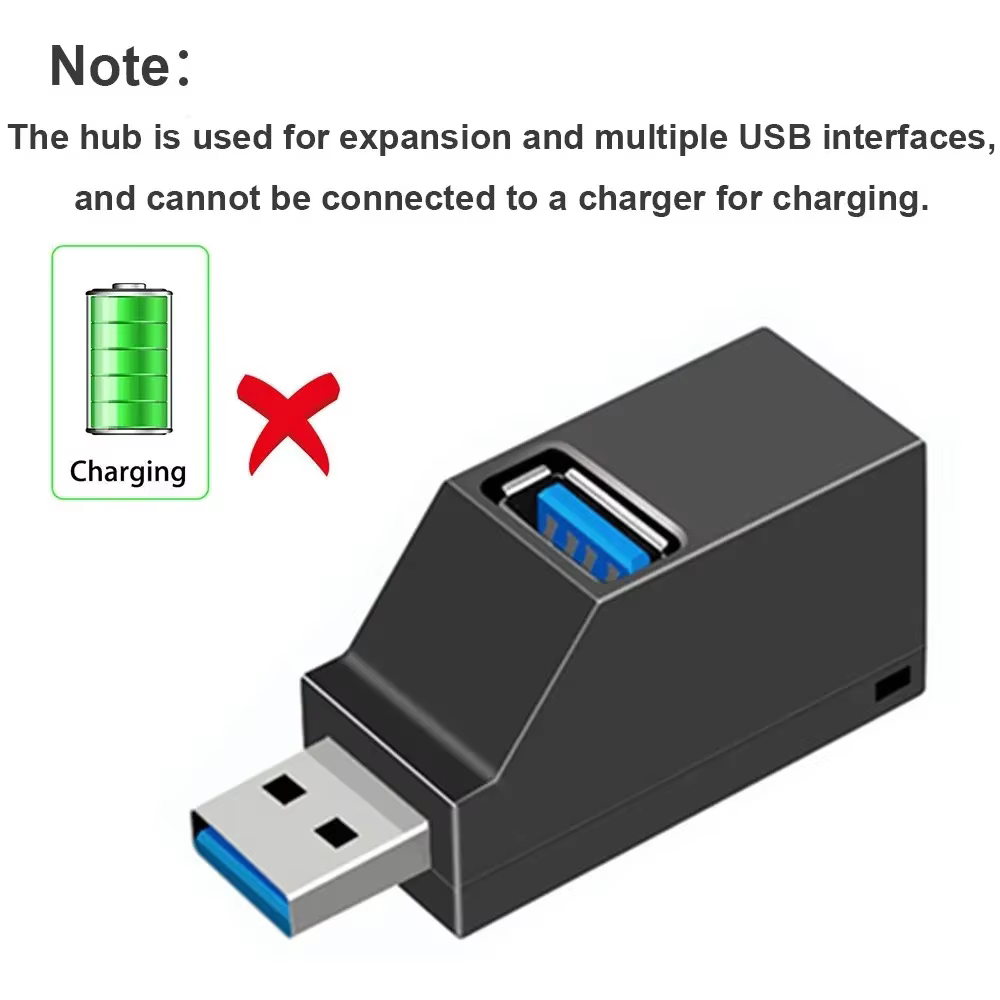 Adaptateur Hub USB 3.0 Haute Vitesse, Extension Mini Splitter Box 1 vers 3 Ports pour PC Portable, Lecteur de Carte USB 2.0, Clé USB