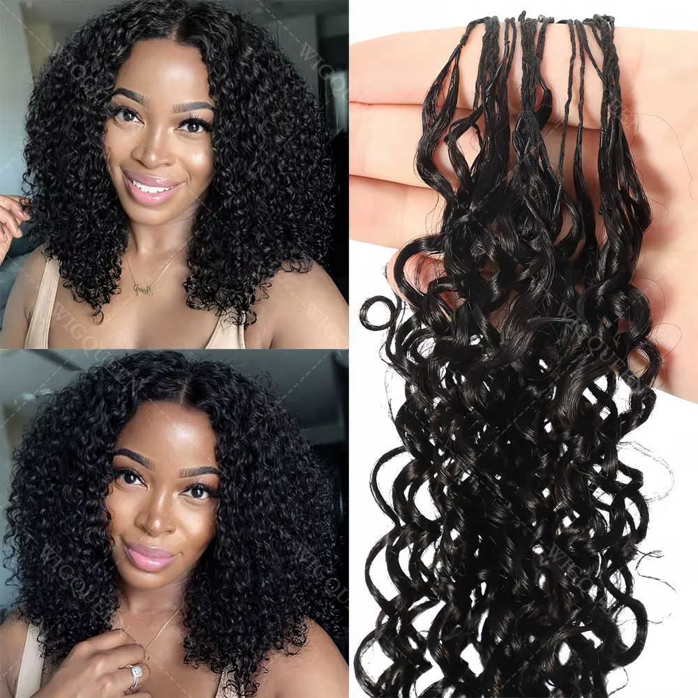 Plume Crochet cheveux humains 4/27 mettre en évidence Pixie Curl Extensions