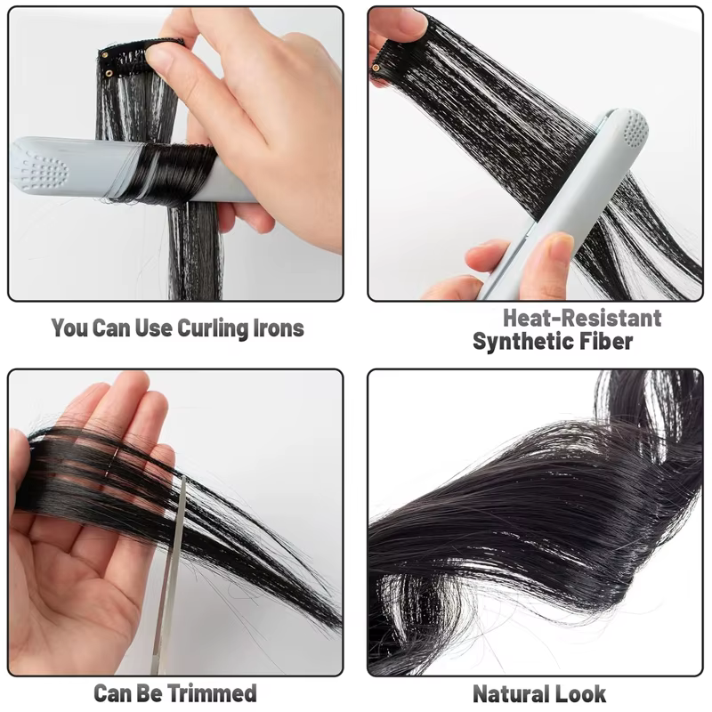 Extensions de cheveux synthétiques noires lisses de 24 pouces