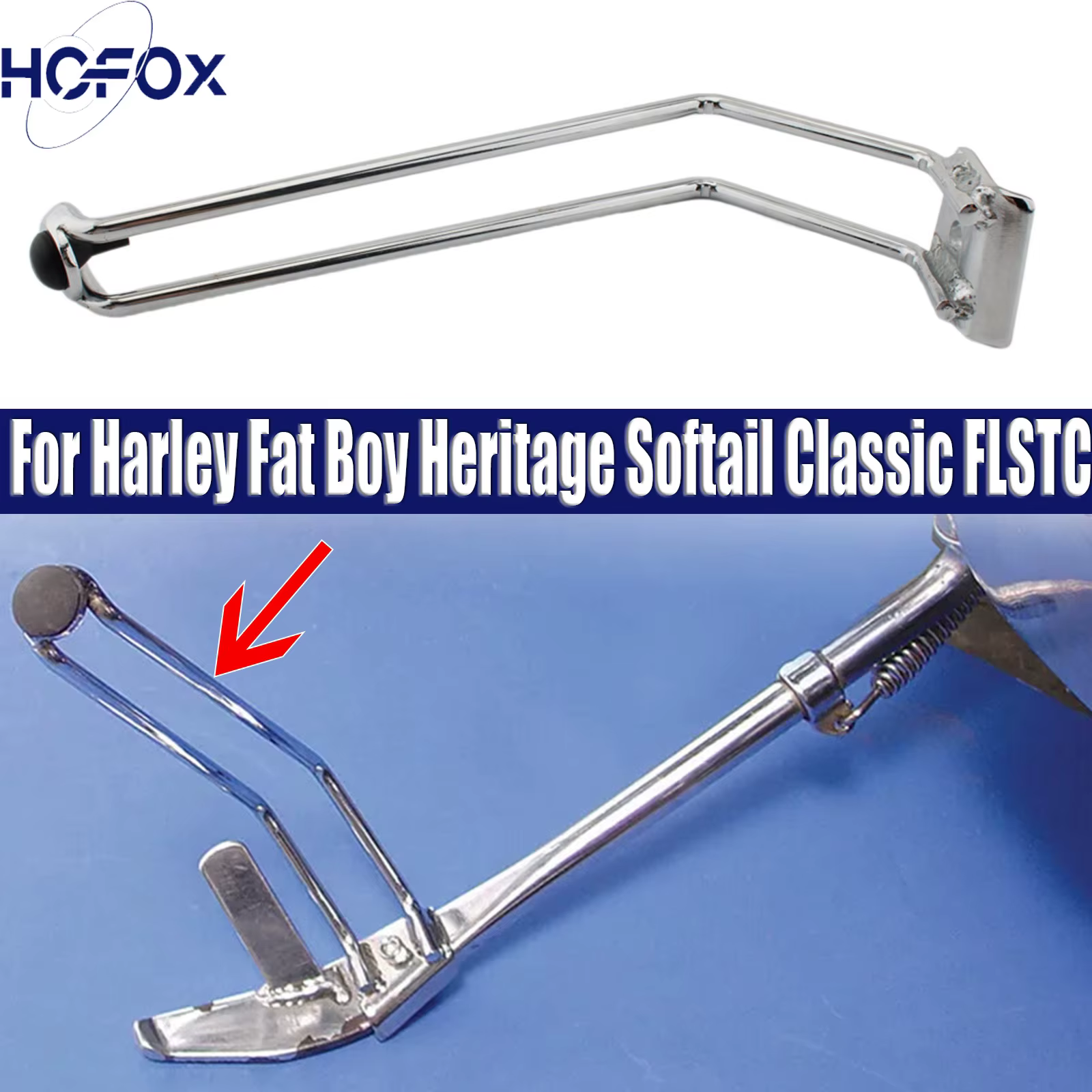 Extension de béquille avant en métal chromé pour moto, pour Harley Fat Boy Heritage Softail Classic FLSTC