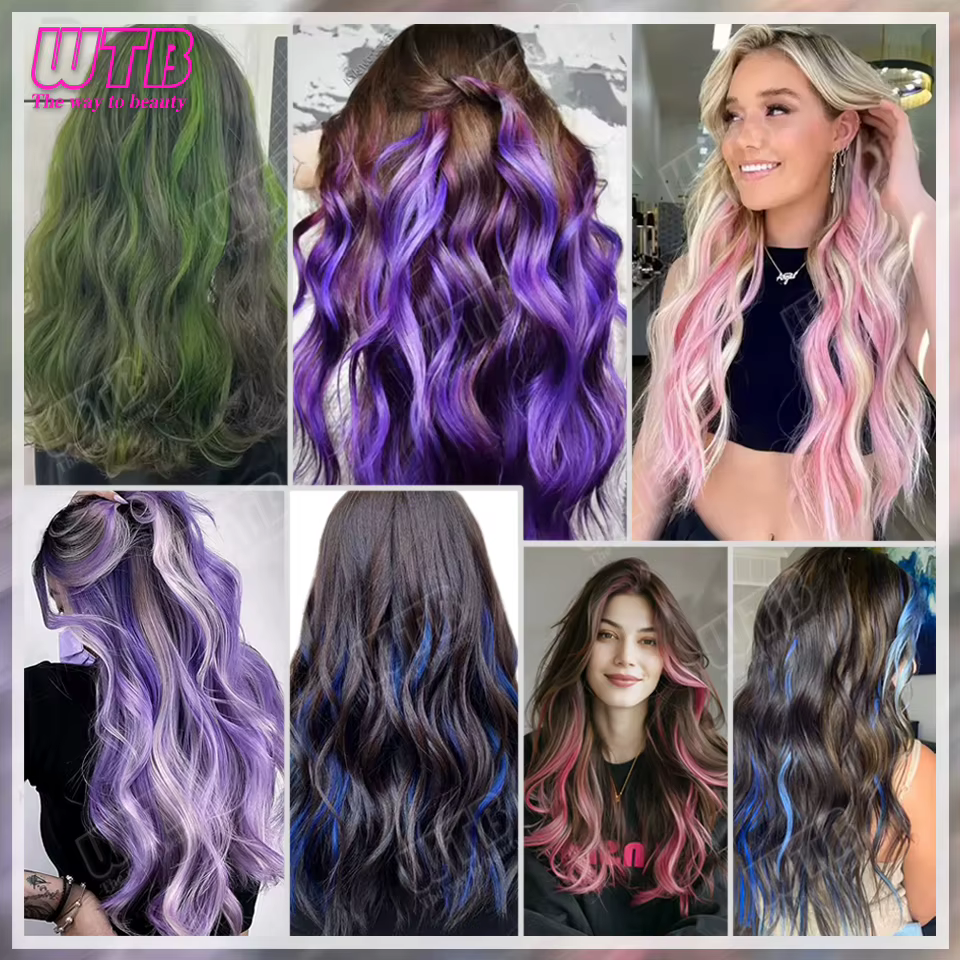 Extensions de cheveux synthétiques colorées avec clip BB