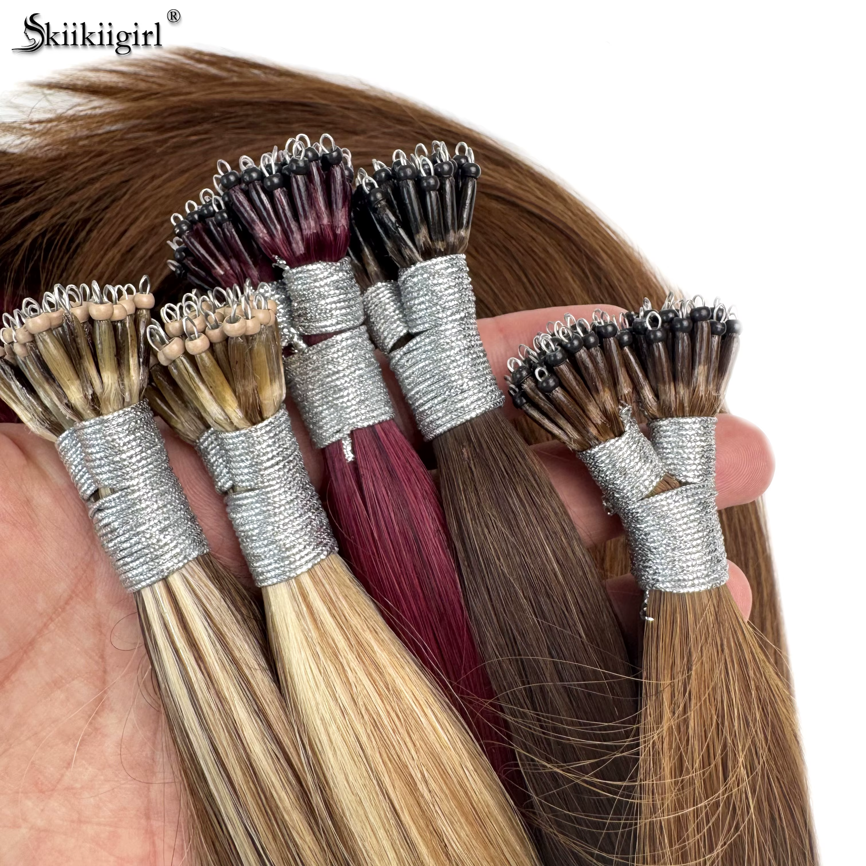 1 g/s 100 brins vrais cheveux humains Nano anneau Extensions