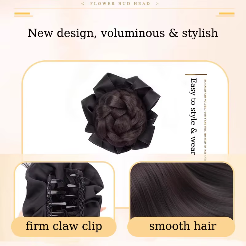 Extensions de chignon tressées synthétiques