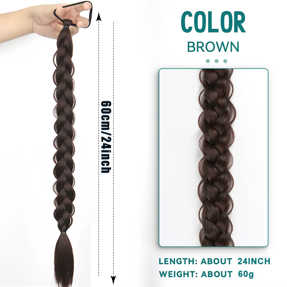 Extension de cheveux queue de cheval tressée avec élastique