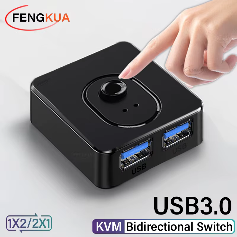 Commutateur KVM USB 3.0 1x2/2x1, Hub USB bidirectionnel USB2.0, extension USB3.0, contrôleur partagé pour clavier PC, souris, imprimante