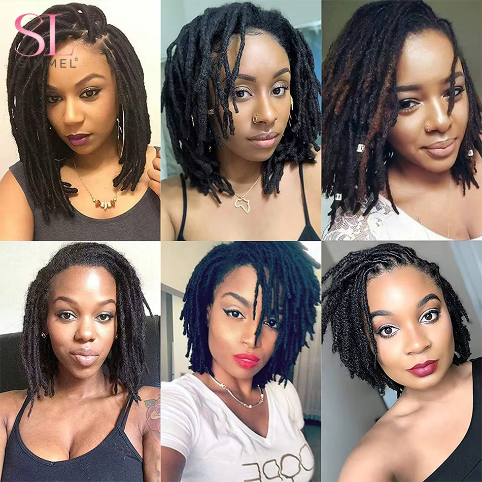 Extensions de Dreadlock vrais cheveux humains pour homme/femmes 0.4 cm de largeur Extensions Loc permanentes 60 brins 6-22 pouces Dreadlock brésilien